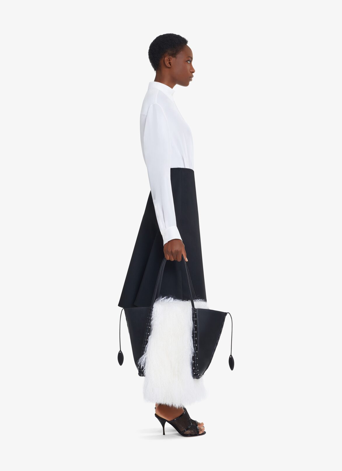 WOOL GABARDINE WRAP SKIRT ALAÏA BLACK WOOL GABARDINE WRAP SKIRT